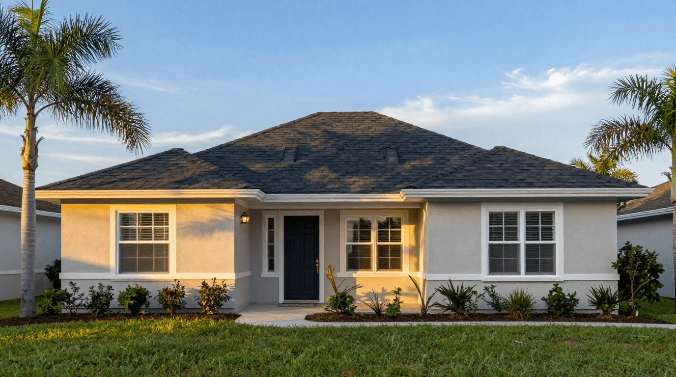 Florida residential home with new shingle roof